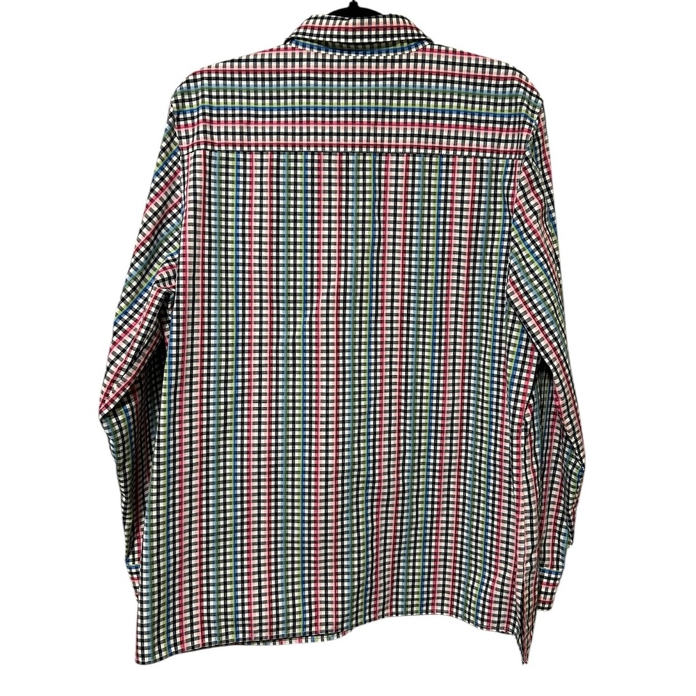 Foxcroft Women’s Multicolored Pink Green Blue White Plaid Button Down Blouse - Picture 2 of 7